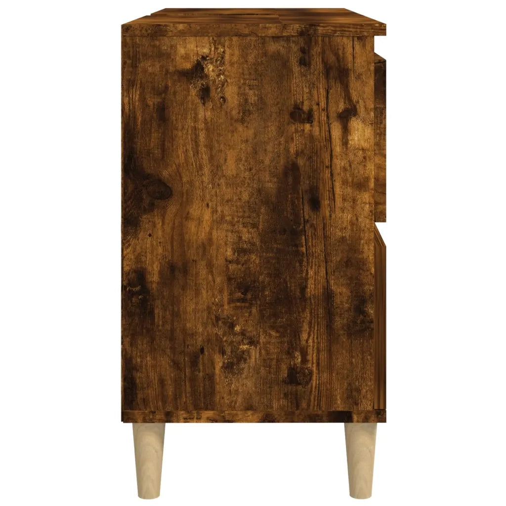 Mobile Lavabo-Armadietto da bagno Rovere Fumo 80x33x60 cm in Legno Multistrato 320685