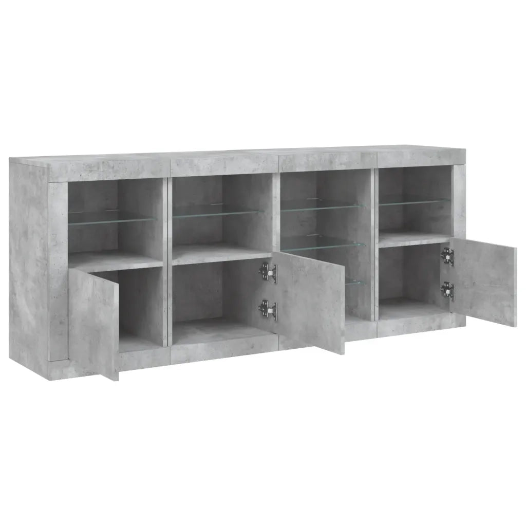Credenza | Madia | Buffet da pranzo | Armadio da pranzo con Luci LED Grigio Cemento 164x37x67 cm