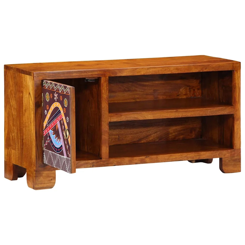 Mobile Porta TV Multicolore 90x30x45 Legno Massello di Acacia 4016505