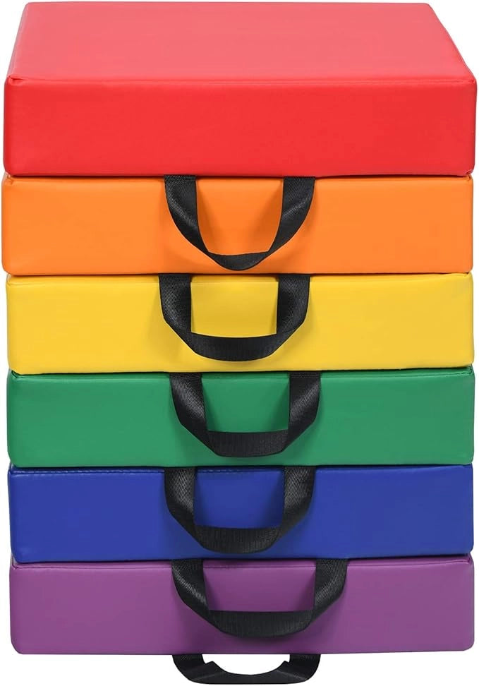 Tappeto per Bambini 6 Pezzi, Tappeto da Terra Cuscino Yoga Meditazione, per Camera da Letto e Salotto, Moderno 38x38x8cm(Quadrato)