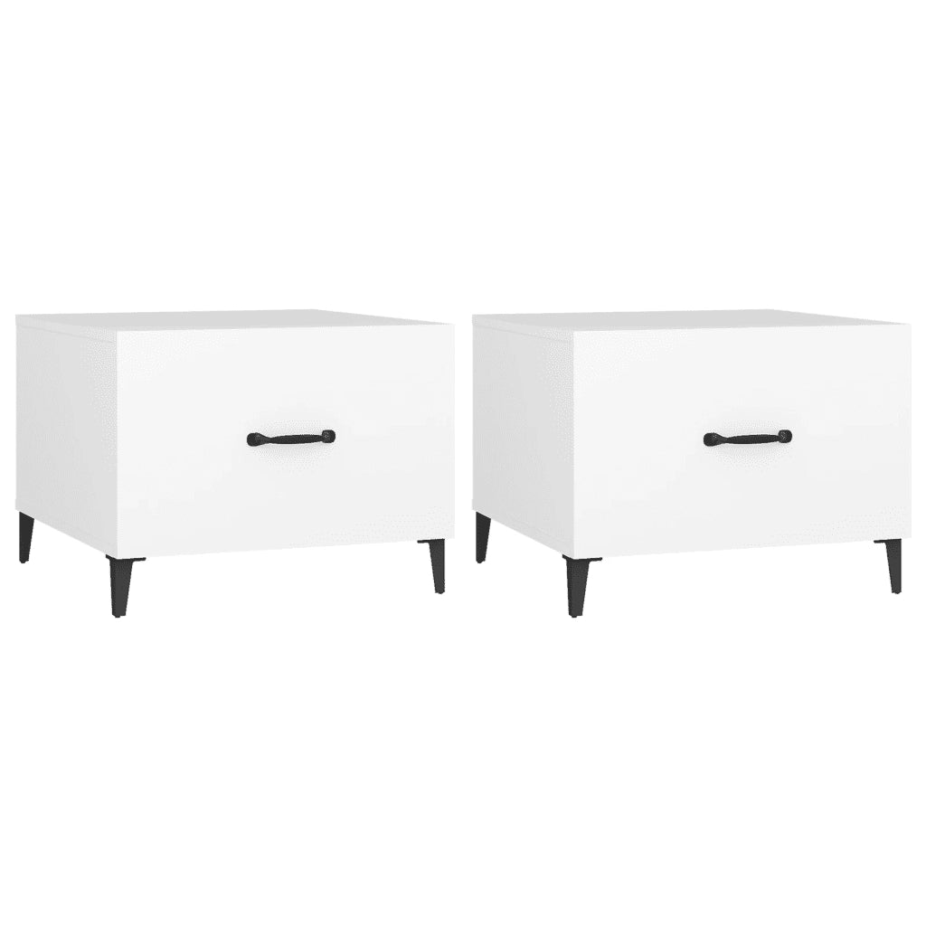 Tavolini da Salotto con Gambe in Metallo 2 pz Bianco 50x50x40cm