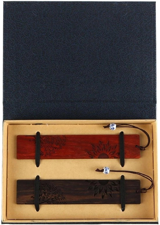 Set di Marcatori per Libri 2 Pezzi - Marcatori in Legno - Regalo Unico per Donna/Uomo - Ideale per Lettori - Progetto Artistico - Organizzazione della Lettura - Libelliere