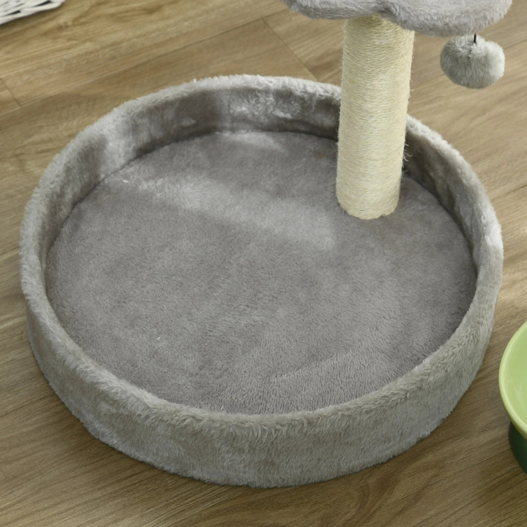 Tiragraffi per Gatti 41x41x44 cm Doppio Lettino in Juta e Peluche Grigio Chiaro