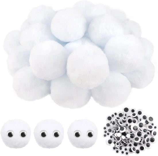Set di pompon decorativi 30 pezzi 60 mm - Set di fiocchi 100 pezzi - Kit di artigianato - Attività manuali - Decorazione - Qualità eccellente - Pompon per artigianato