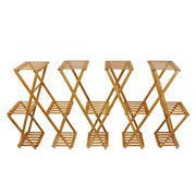Trade Shop - Scaffale Portafiori Piante In Bambù Naturale 3–14 Ripiani Portavasi 90x28x200cm 70440a -