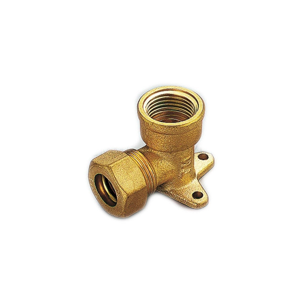Raccordo curvo femmina con flangia a 3 fori a compressione con tenuta o-ring, diametro 1/2x14