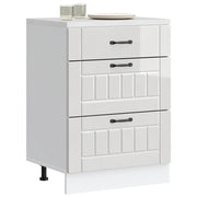 Mobiletto da cucina-Armadio da cucina "Lucca" Bianco lucido in legno ingegnerizzato 618726