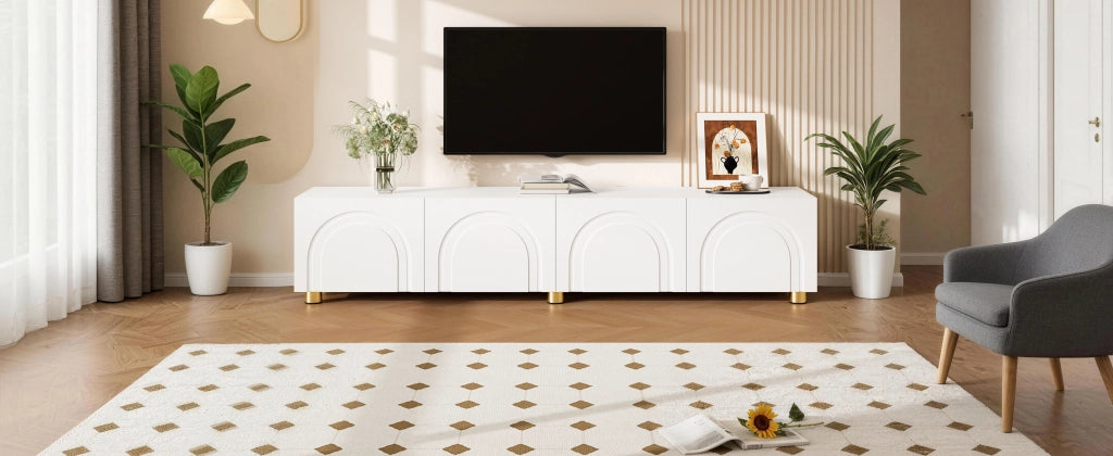 TV-Schrank bianco in MDF e truciolare lunghezza 180 cm