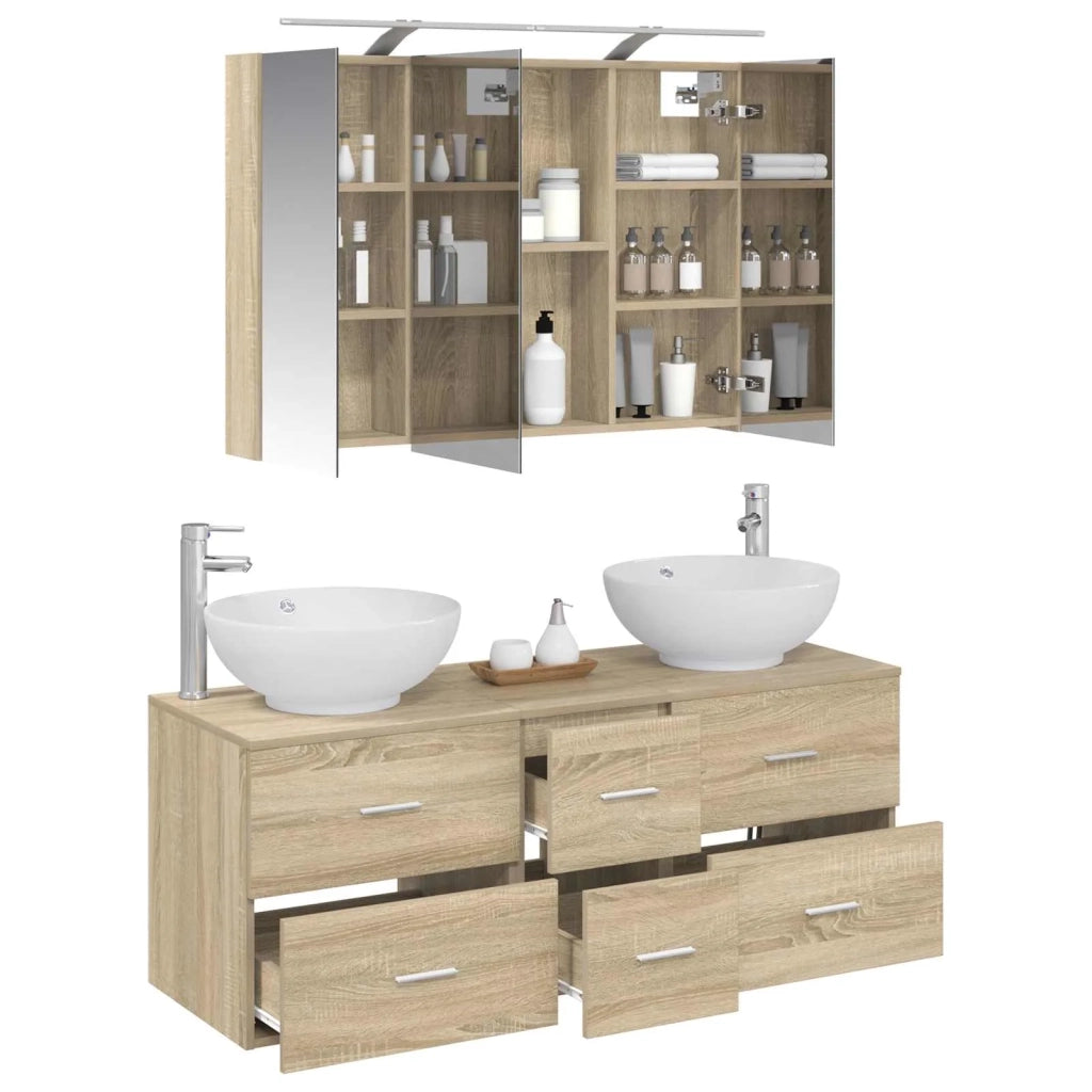Set di mobili per il bagno 4 pcs Rovere Sonoma 3406977
