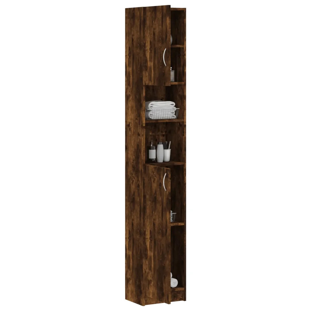 Armadietto Bagno Rovere Fumo 32x25,5x190 cm Legno Ingegnerizzato 815537