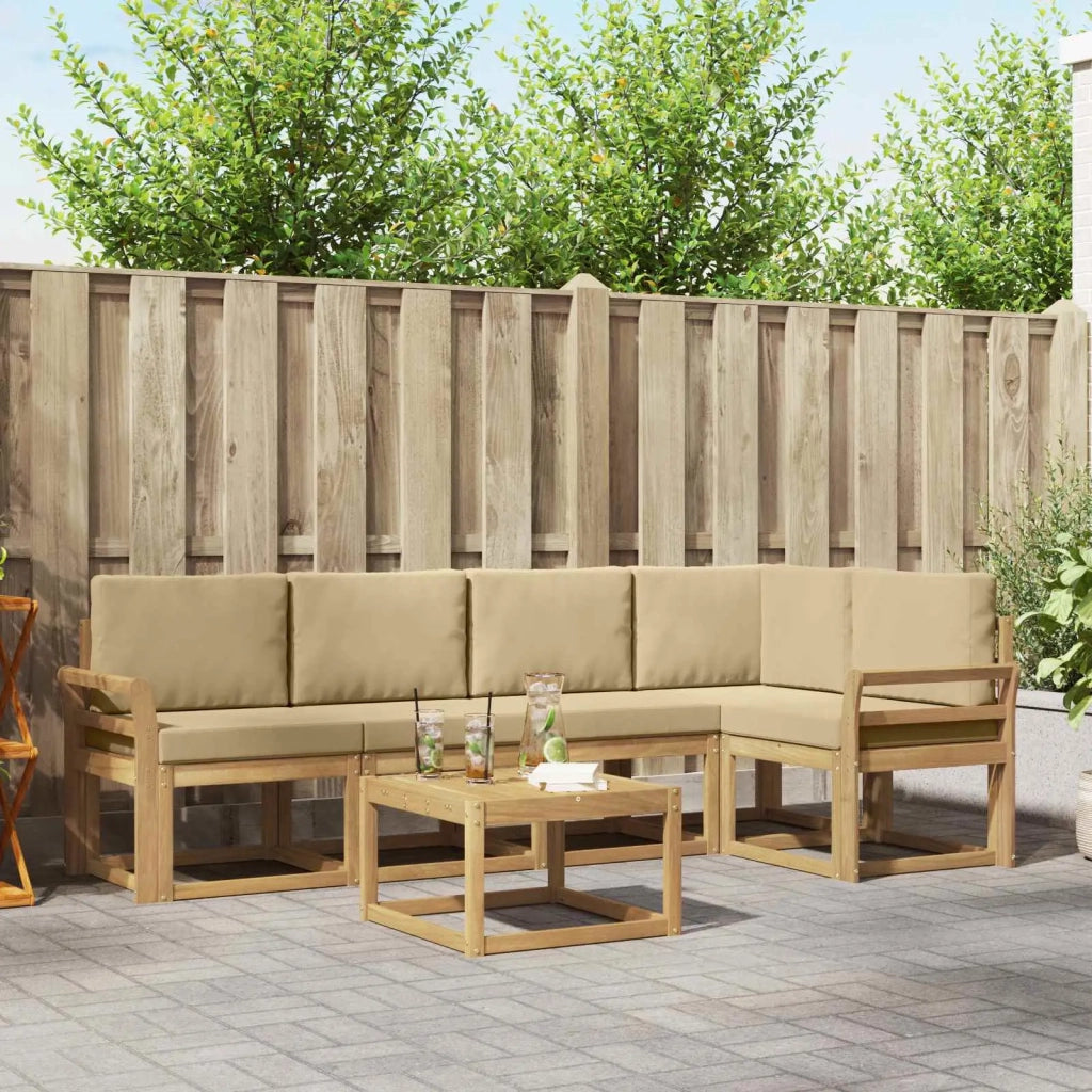Set di divani da esterno con cuscino 6 pcs Bianco e Beige
