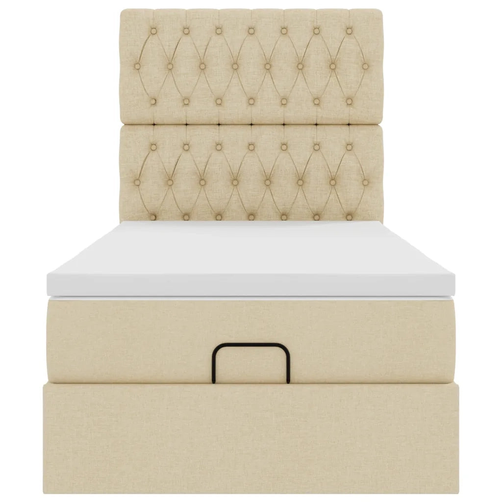 Struttura Letto Pouf con Materasso Crema 90x190 cm in Tessuto 3313207