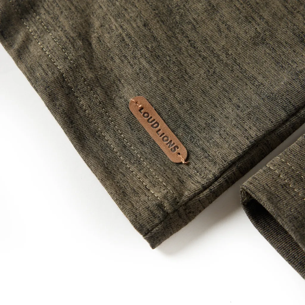 Maglietta Bambino Maniche Lunghe Cachi Scuro Mélange 128 13252