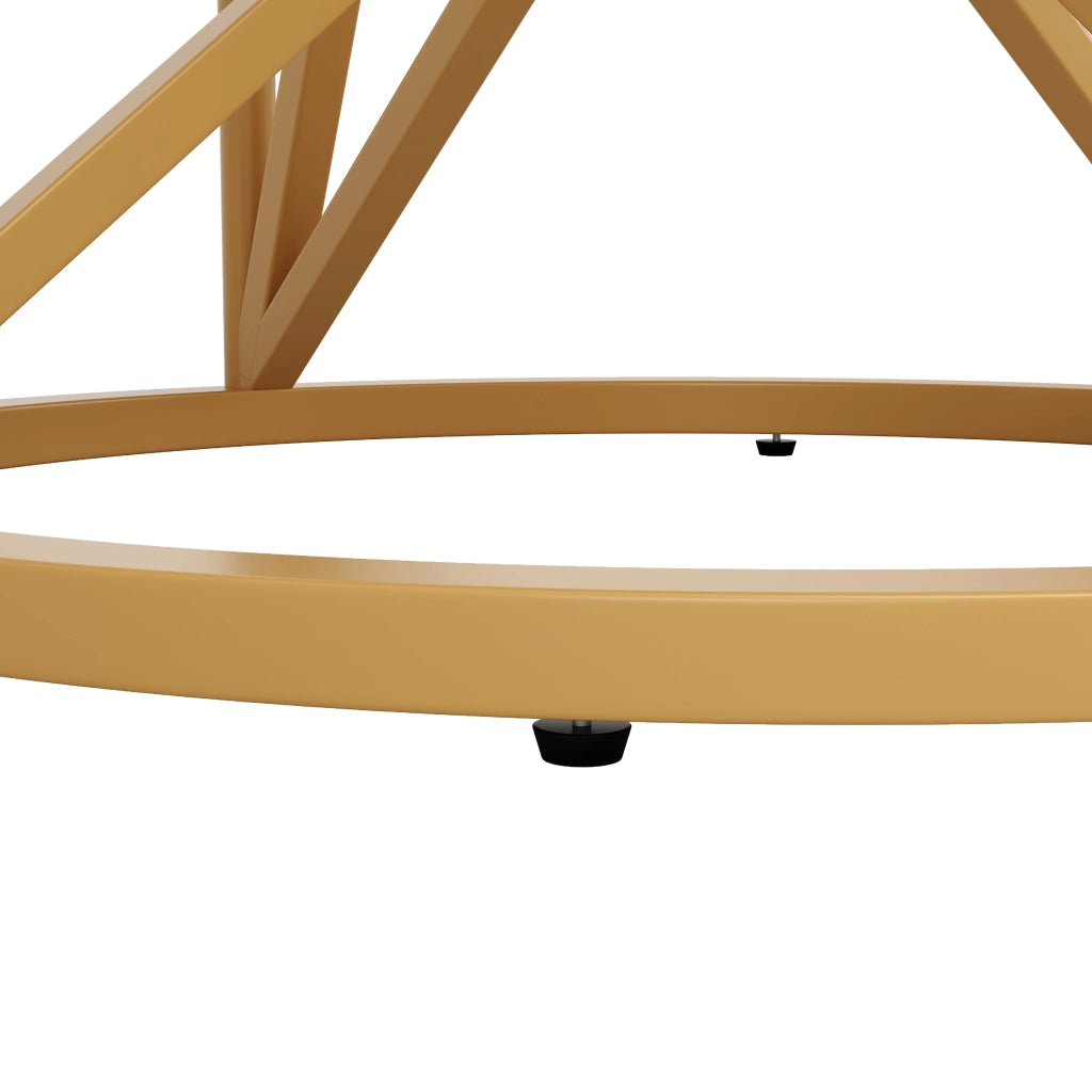 Tavolo da Pranzo Rotondo ¨C Xylo ¨C Piano in MDF Effetto Marmo, Gambe in Metallo, 100x100x76