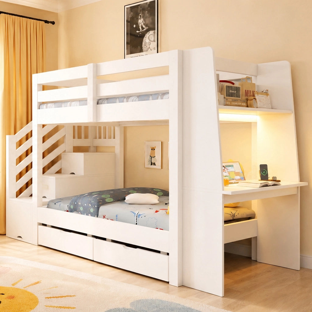 letto a castello in legno bianco 90 x 200 cm