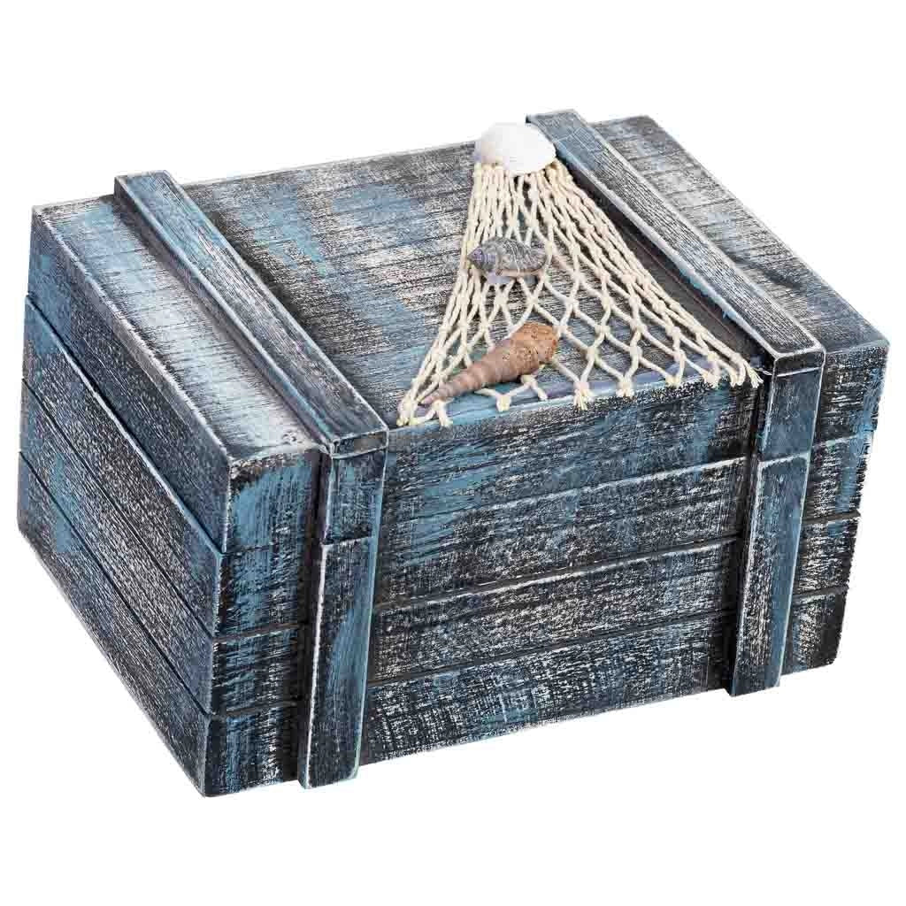 Scatola decorativa in legno blu 22x16x13h cm