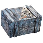 Scatola decorativa in legno blu 22x16x13h cm