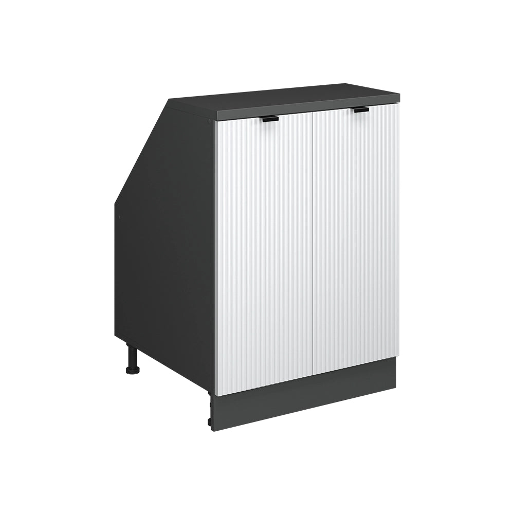 Mobile cucina sottotetto R-Line Ondulazione bianca/Antracite 60 cm con 2 porte, carcassa 60 cm profondità Vicco