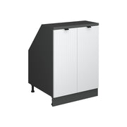 Mobile cucina sottotetto R-Line Ondulazione bianca/Antracite 60 cm con 2 porte, carcassa 60 cm profondità Vicco