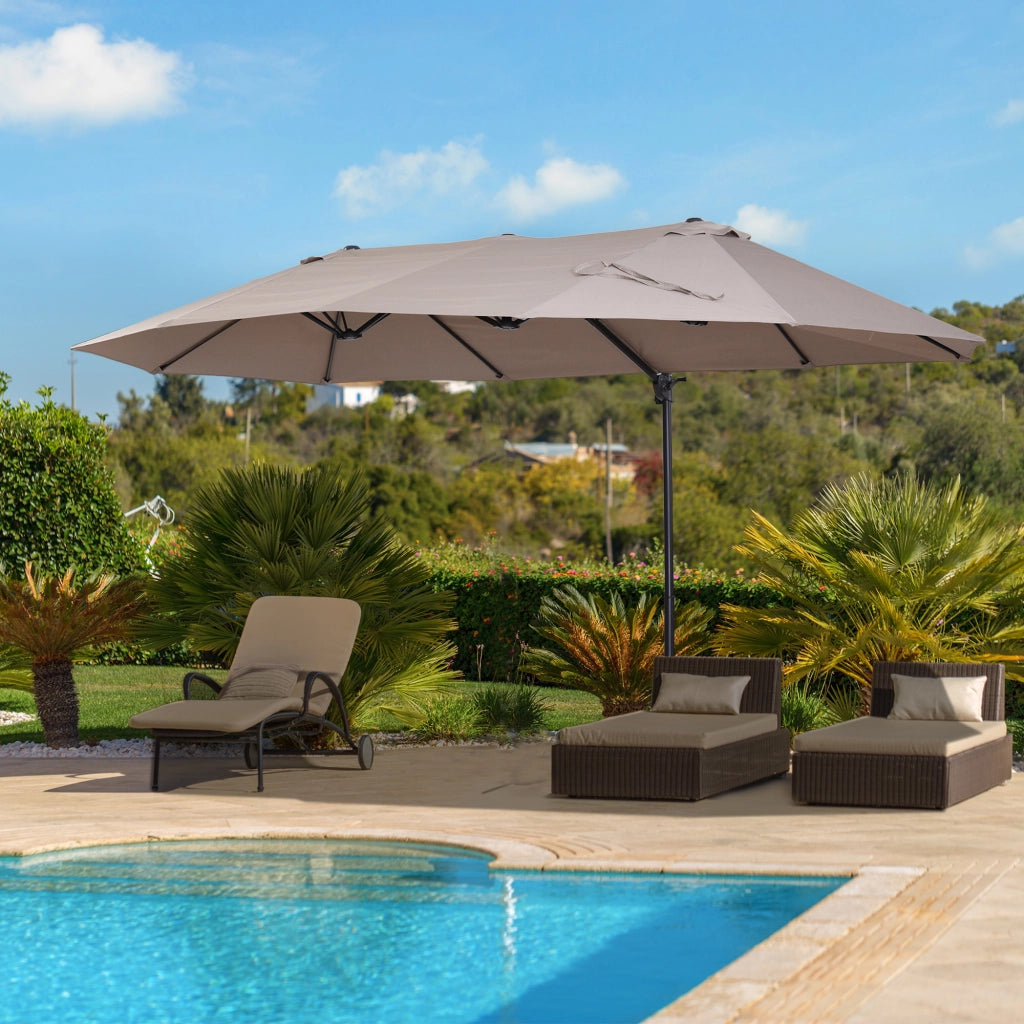 Ombrellone da Giardino Inclinabile ¨C zephmum ¨C Marrone, Poliestere, 4.45x2.7x2.6 m