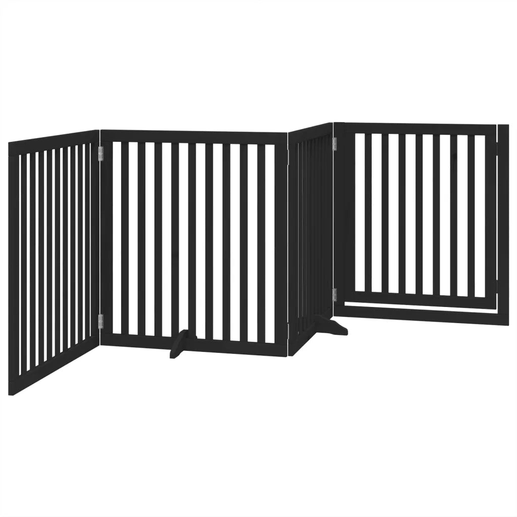 Cancello per Cani Porta Pieghevole Nero 4 Pannelli 320cm Pioppo CFW1448382