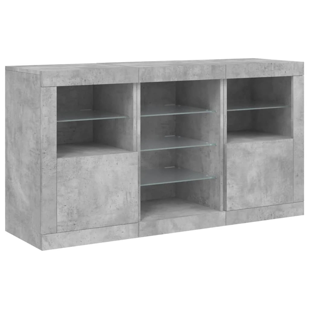 Buffet credenza cassettiera armadio mobile contenitore organizer per cucina soggiorno salotto con luci LED 123 x 37 x 67 cm grigio 02_0029975