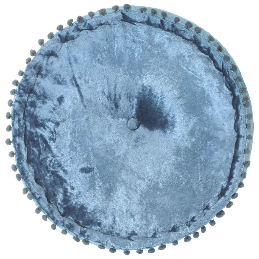 Pouf Rotondo in Velluto 40x20 cm Blu cod mxl 71997
