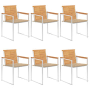 Sedie da Giardino con Cuscini 6 pz in Legno Massello di Teak cod mxl 24245