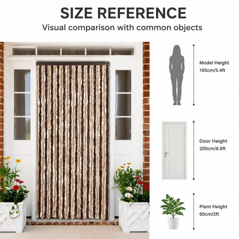 Fly Curtain Beige And Light Brown 100x230 Cm Chenille