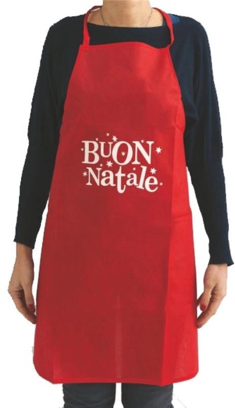 MA MAISON GREMBIULE ROSSO DI NATALE CON SCRITTA "BUON NATALE" 86 CM SET 3 PZ