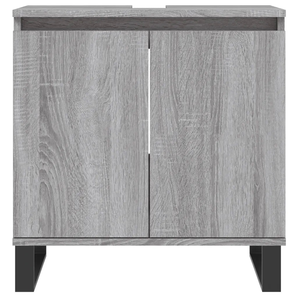 Set Mobili da Bagno | Armadio da bagno 3 pz Grigio Sonoma in Legno Multistrato