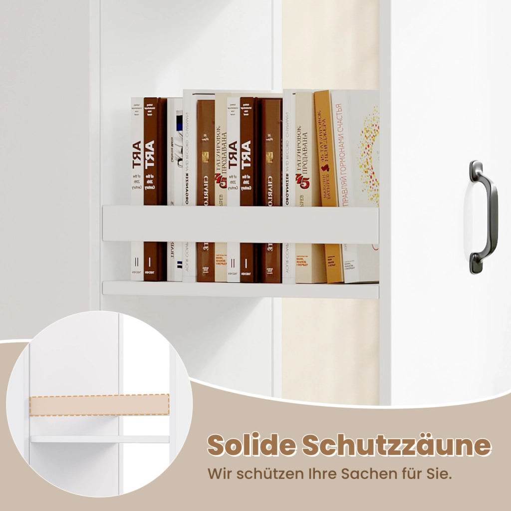 Libreria stretta con ruote e box protettivi; MDF; 40 × 30 × 160;5 cm; bianca