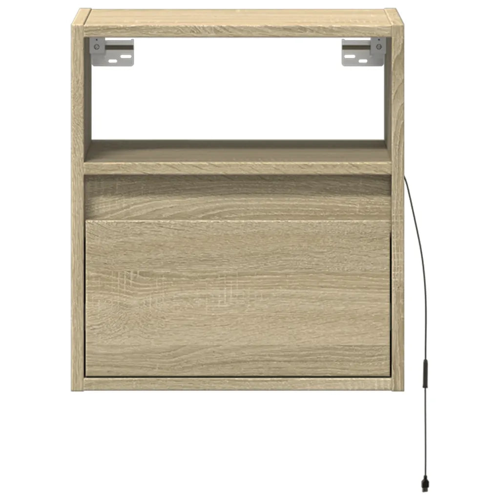 vidaXL Comodino a Parete con luci LED Rovere Sonoma