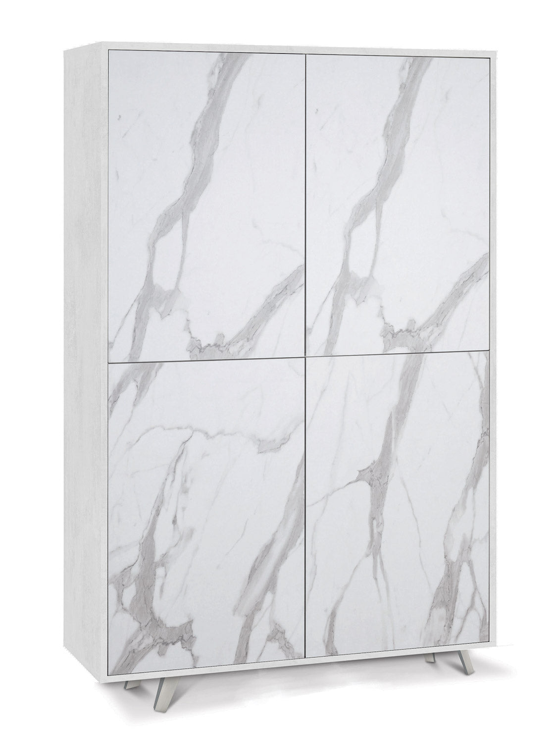 Mobile Multiuso 4 Ante 107x169x41 cm Ossido Bianco/Marmo Calacatta
