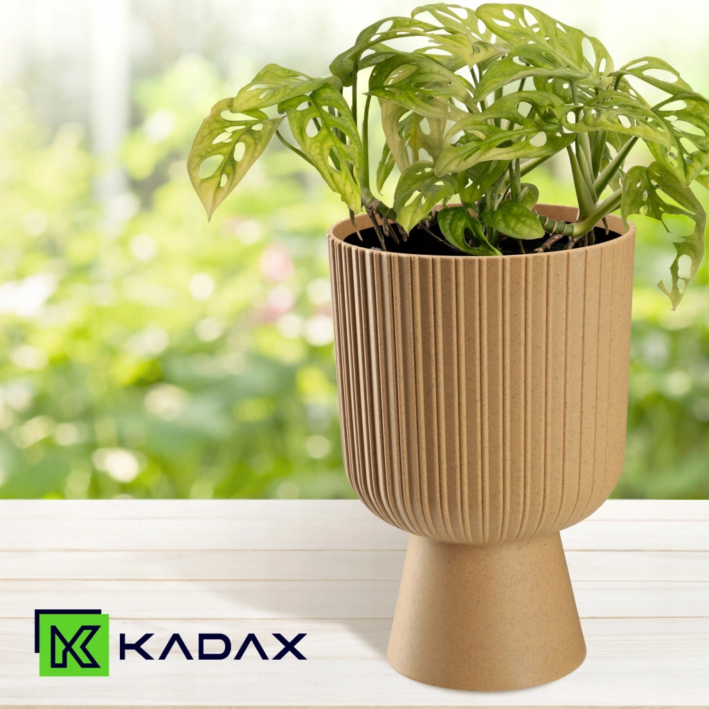 Vaso da fiori KADAX, vaso per fiori, copertura in plastica per prato, 18 cm, supporto per fiori, marrone