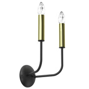 Applique doppia da parete Akasya nero oro 2xE14 15W Luminex