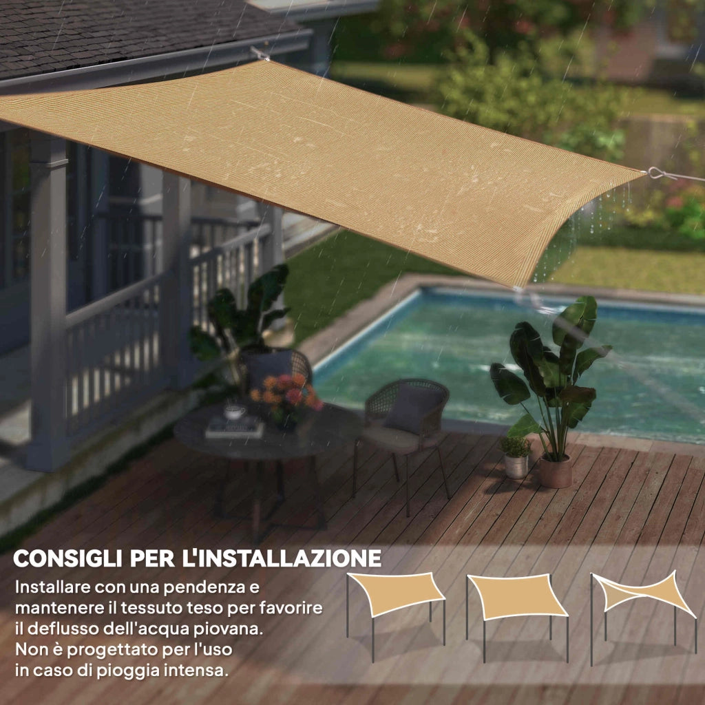 Tenda da sole rettangolare ¨C zephmum ¨C giallo 4x6m HDPE 185g/©O