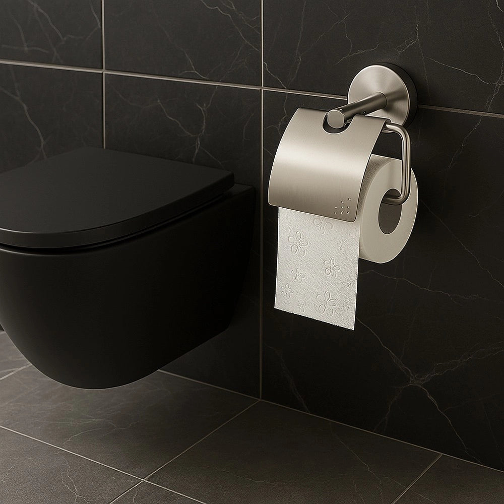 Trade Shop - Porta Rotolo Per Carta Igienica In Acciaio Satinato Accessori Arredo Bagno 87909 -