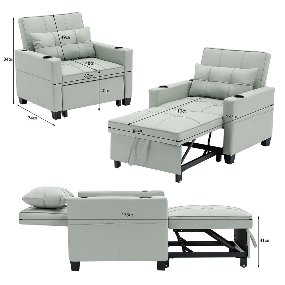 Divano letto 3 in 1 - Xylo - Estensibile con porta bicchieri e USB