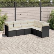 Set Divano da Giardino 6 pz con Cuscini-Sofa da Giardino-Divanetto da esterno Nero in Polyrattan 930528