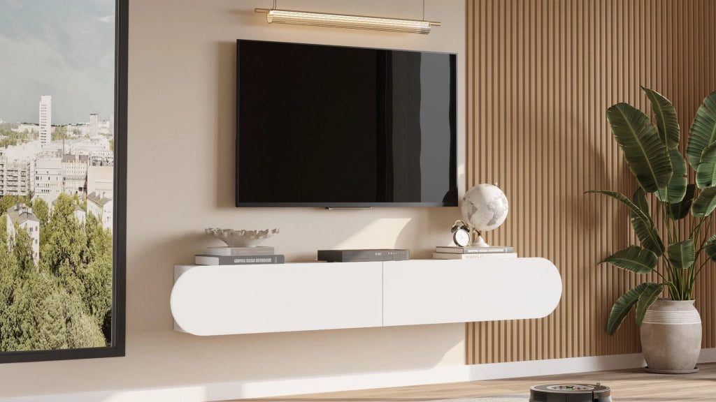 Porta TV in legno "LUM1" - 180 x 31 x 29 cm - Bianco