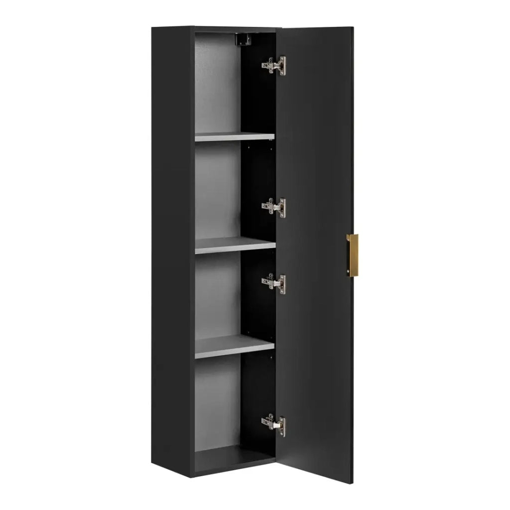 Colonna bagno NOXERA – 1 porta – Nero opaco – Design scanalato e maniglie personalizzabili