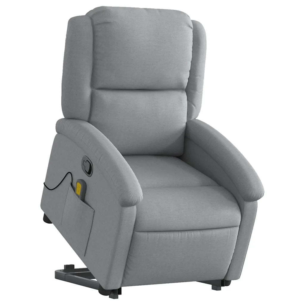 Poltrona Alzapersona Massaggi Reclinabile Grigio Chiaro Tessuto 3204176