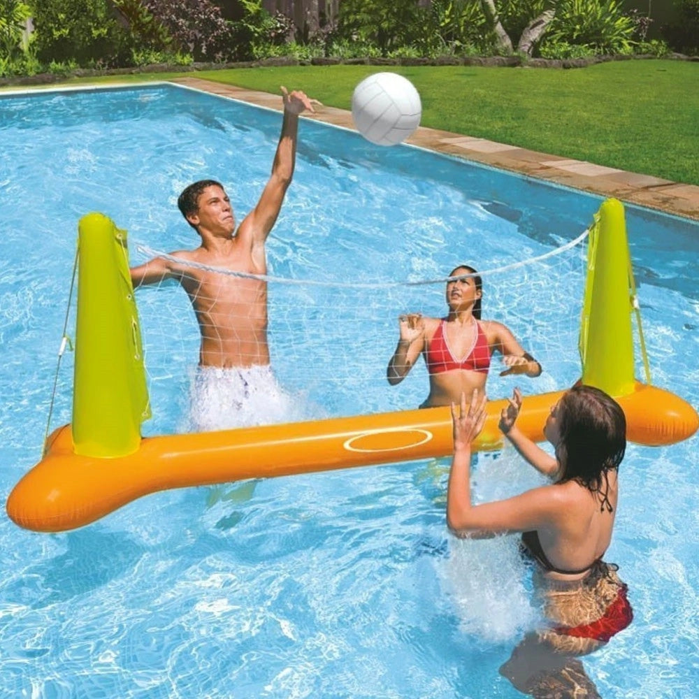 Trade Shop - Gioco Volleyball Pallavolo Rete Gonfiabile E Pallone Da Piscina 239 X 64 X 91 Cm -