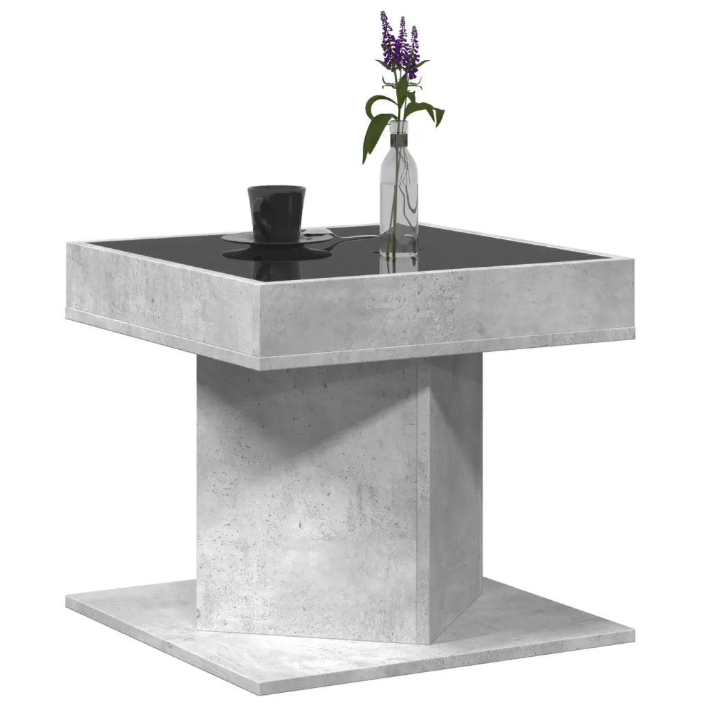 Tavolino salotto | Tavolino da caff¨¨ | Tavolino da Soggiorno con LED Grigio Cemento 50x50x45 cm Multistrato