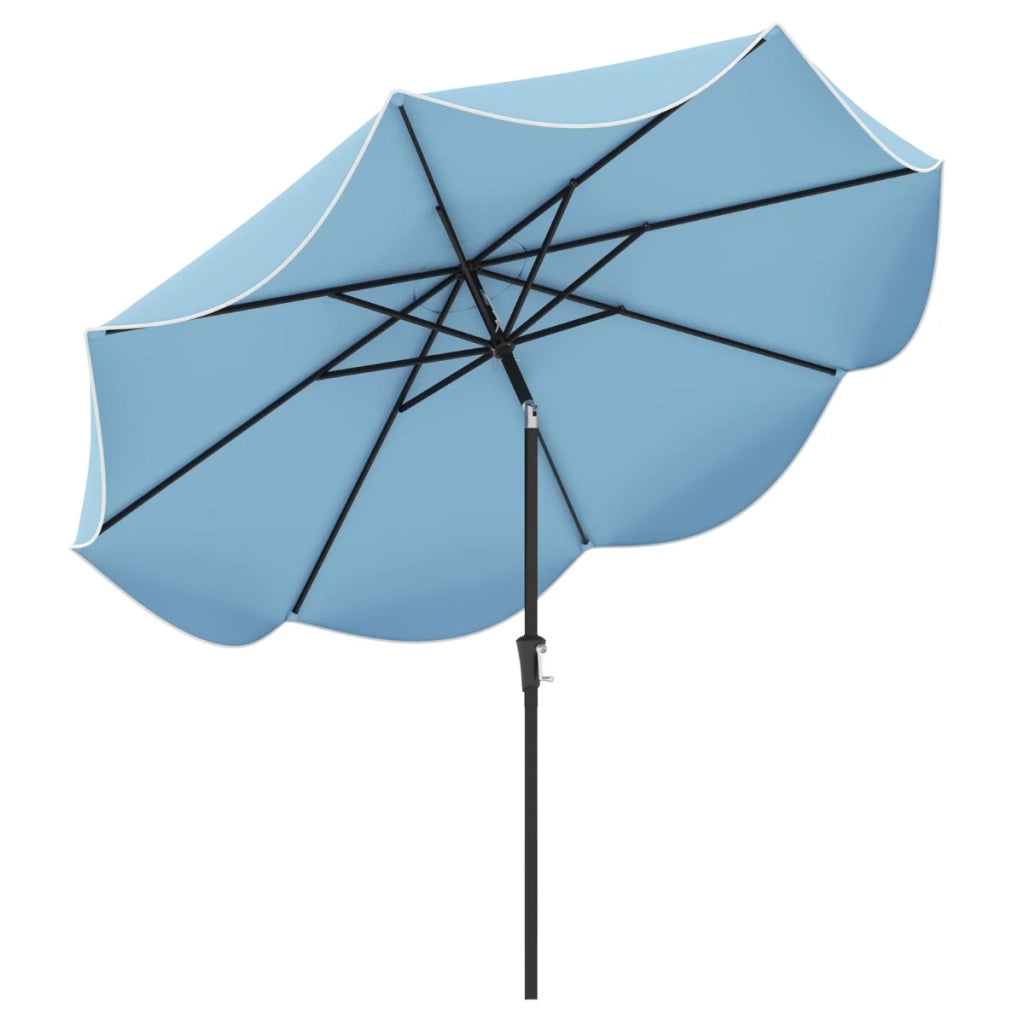 Ombrellone da giardino inclinabile con manovella 280 x 245 cm ombra confortevole con bordi arricciati stile moderno poliestere blu 20_0012986