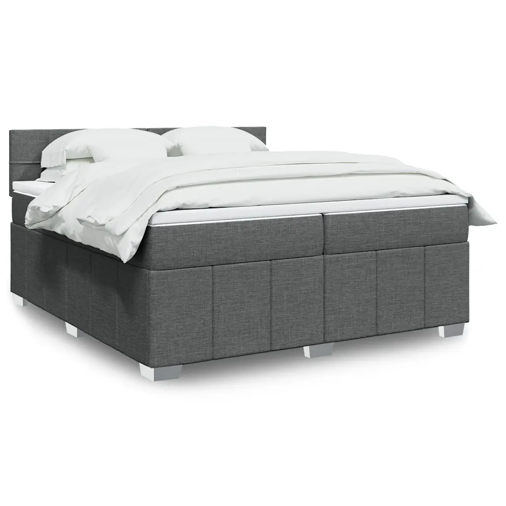 Giroletto a Molle con Materasso Grigio Scuro 200x200 cm Tessuto 3287176