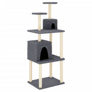 Tiragraffi per gatti torre per arrampicata giocattolo piattaforma per arrampicata con tiragraffi in sisal scuro 167 cm grigio 02_0022680