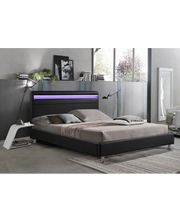 Letto Matrimoniale Moderno Ecopelle Nero, Led 220x174cm