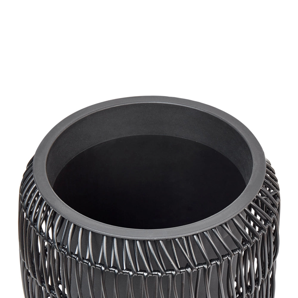 Set di 2 vasi in finto rattan nero per piante con inserto interni ed esterni